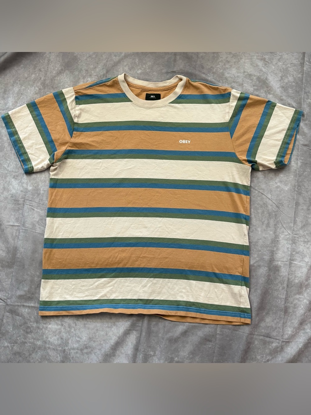 OBEY Worldwide Multi-Color Striped Tee - Men’s Large